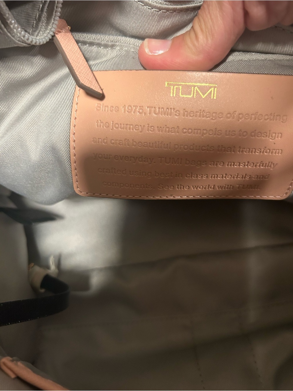 TUMI Blush Pink Varek Park Leather Tote/Laptop Bag with Adjustable Strap - Picture 9 of 16